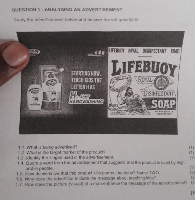 QUESTION 1 ANALYSING AN ADVERTISEMENT Study | StudyX