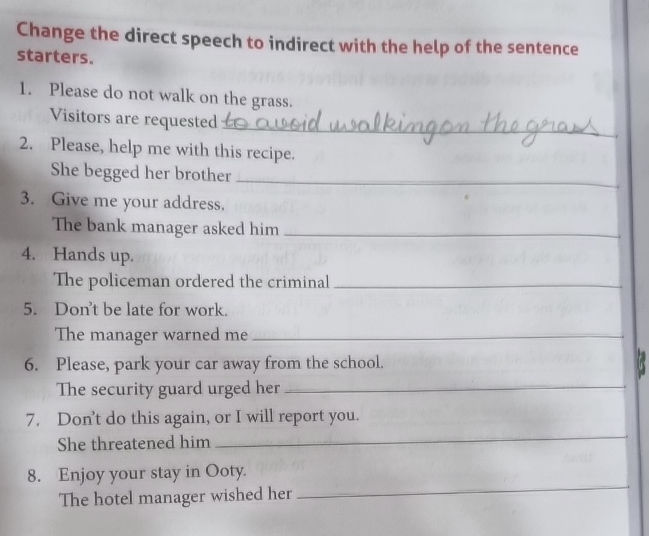 Change the direct speech to indirect with | StudyX