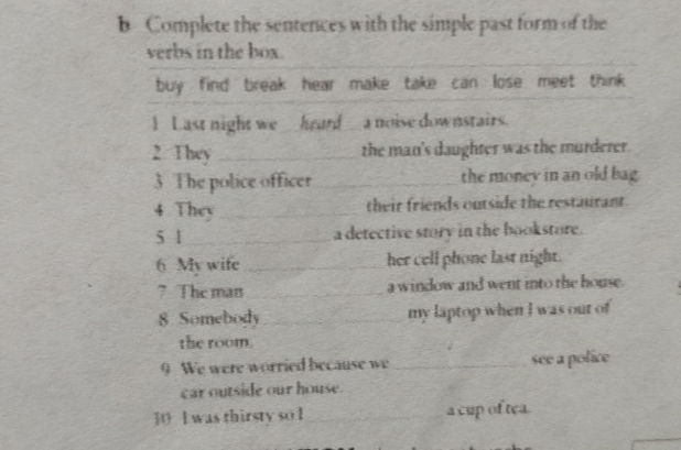 b Complete the sentences with the simple