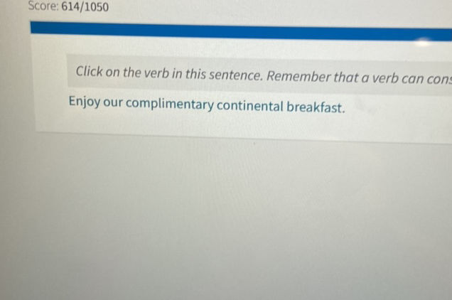 Click on the verb in this sentence Remember