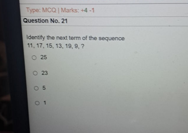 Type MCQ Marks +4 -1 Question No 21 Identify