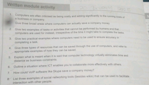 Written module activity 1 Computers are