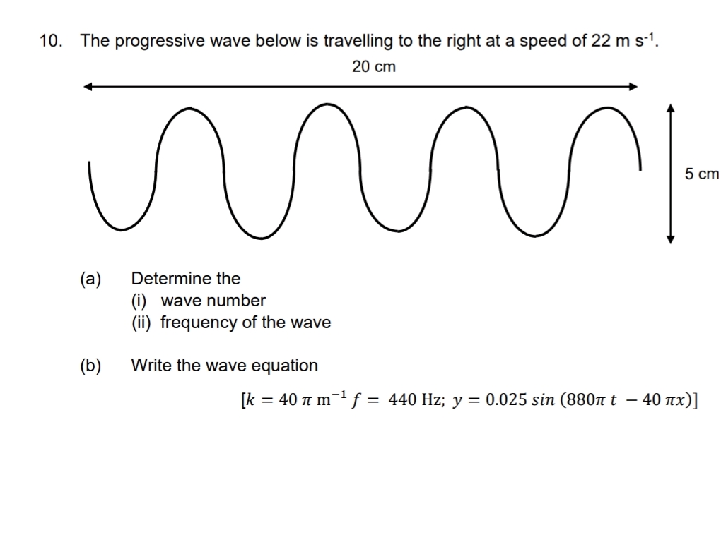 10 The progressive wave below is travelling | StudyX