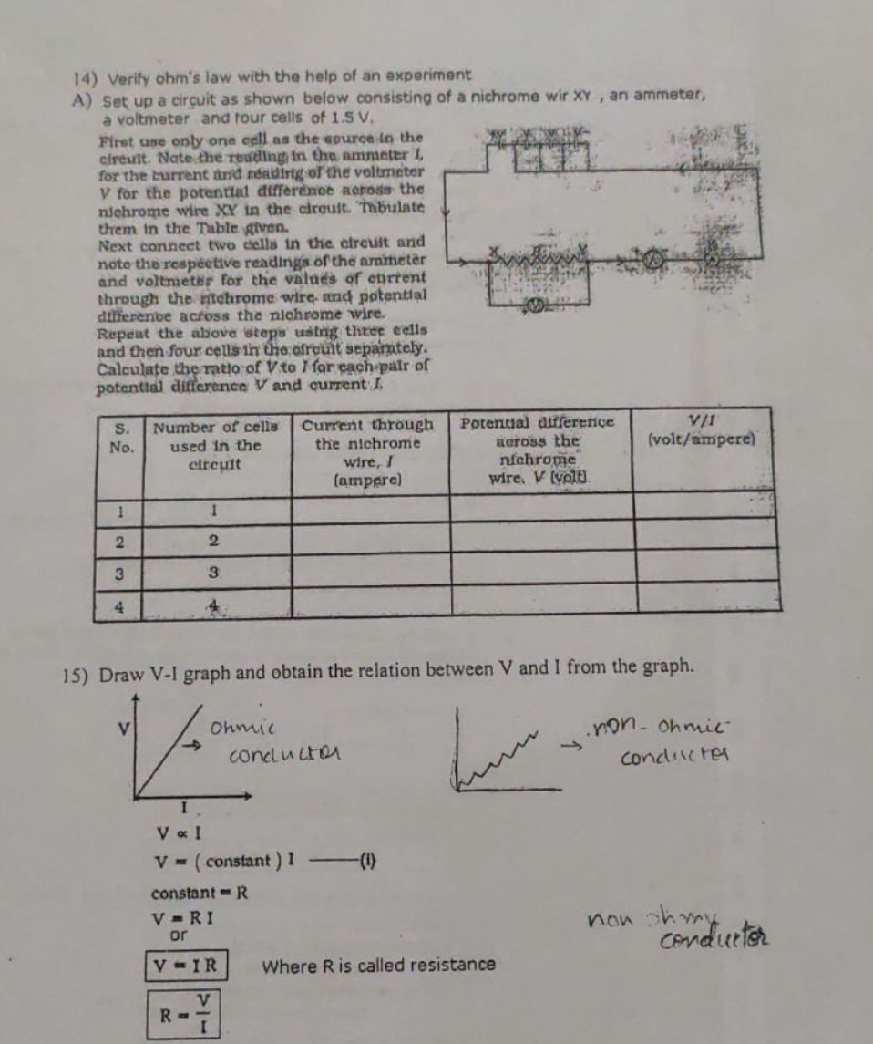 14) Verify ohms law with the help of an | StudyX