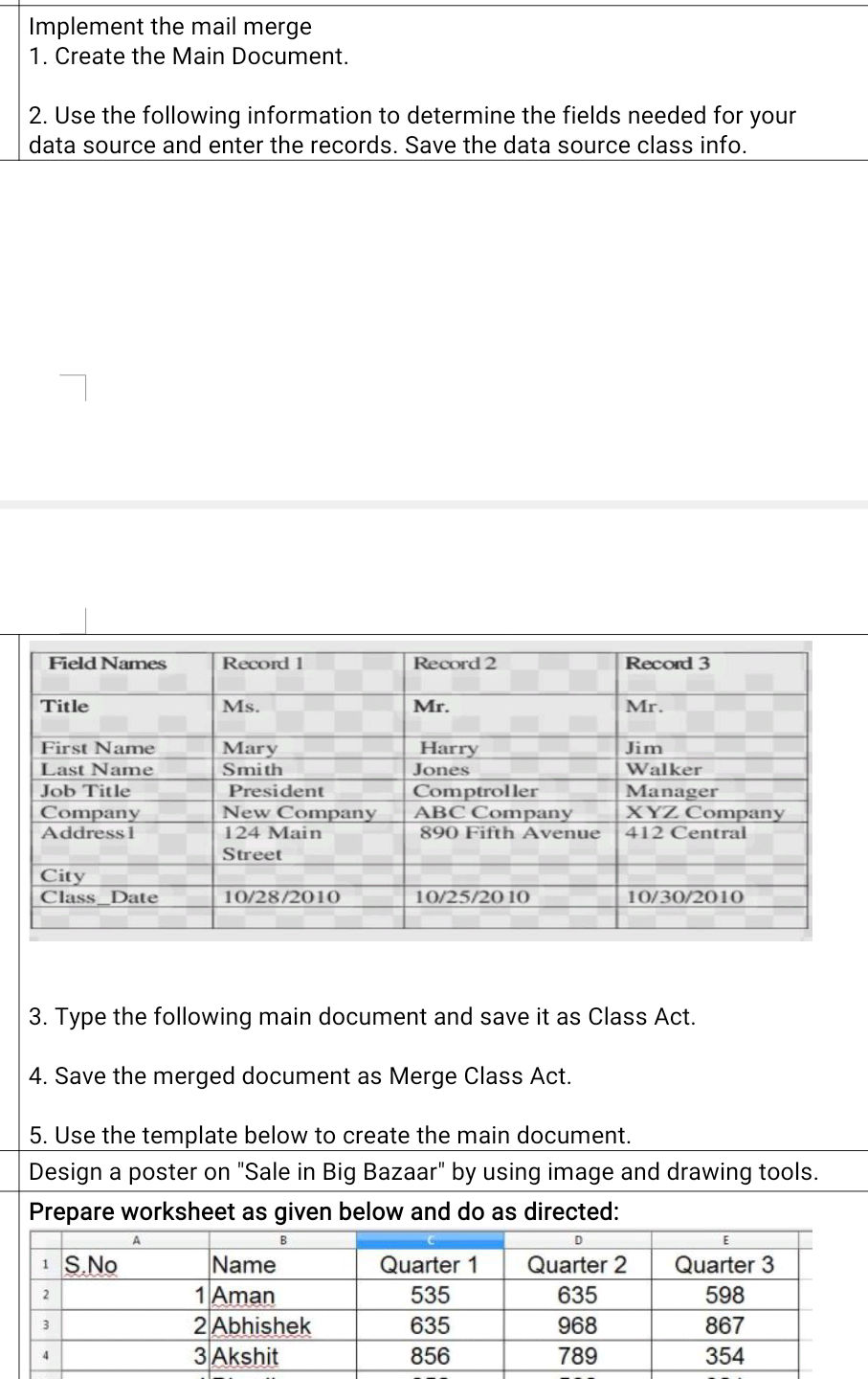 Implement the mail merge 1 Create the Main | StudyX