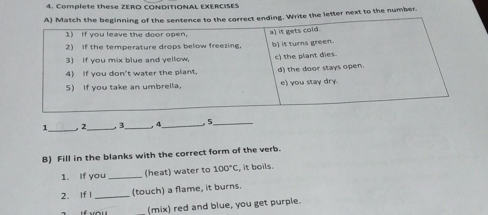 4 Complete these ZERO CONDITIONAL EXERCISES | StudyX