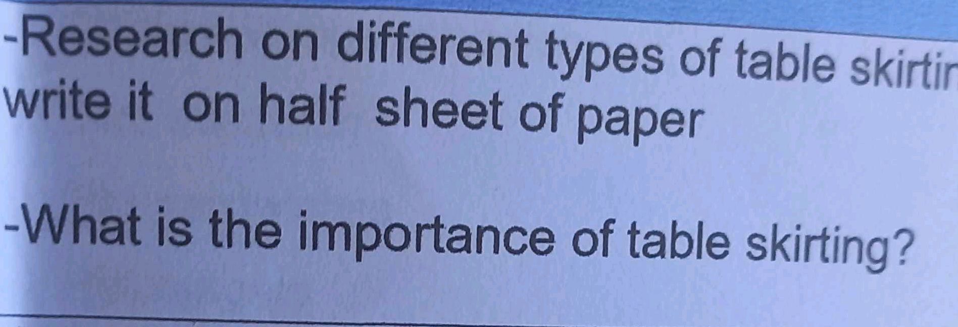 Differnt Forms -Research on different types of table
