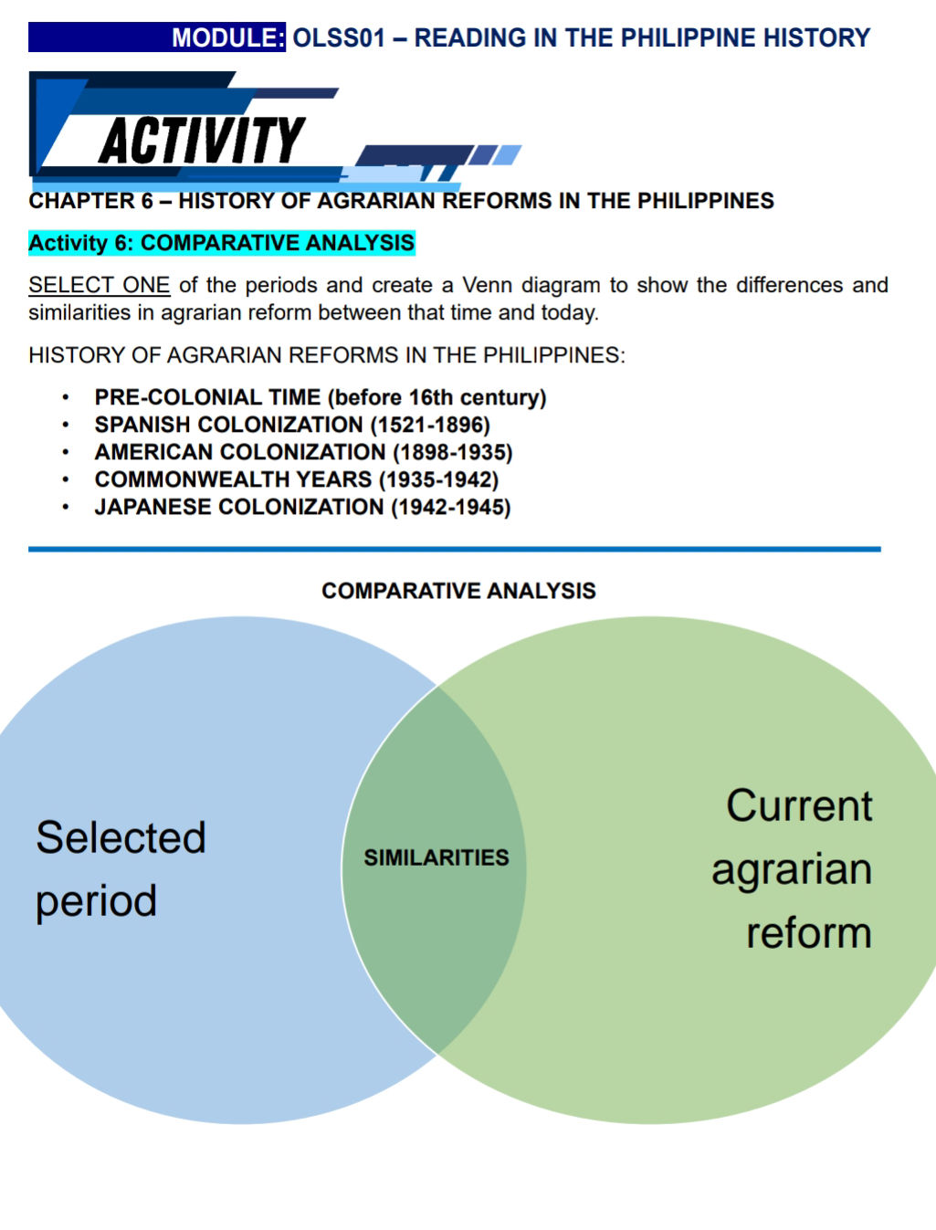MODULE OLSS01 - READING IN THE PHILIPPINE