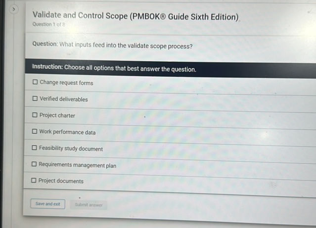 Validate and Control Scope (PMBOK Guide