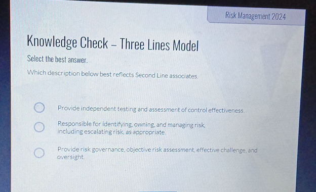 Three Line Test Knowledge Check - Three Lines Model Select | StudyX