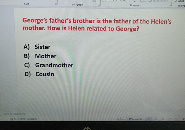 George George Brother Georges fathers brother is the father of the | StudyX
