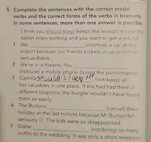 5 Complete the sentences with the correct | StudyX