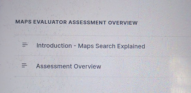 MAPS EVALUATOR ASSESSMENT OVERVIEW