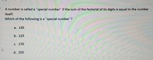 A number is called a special number if the