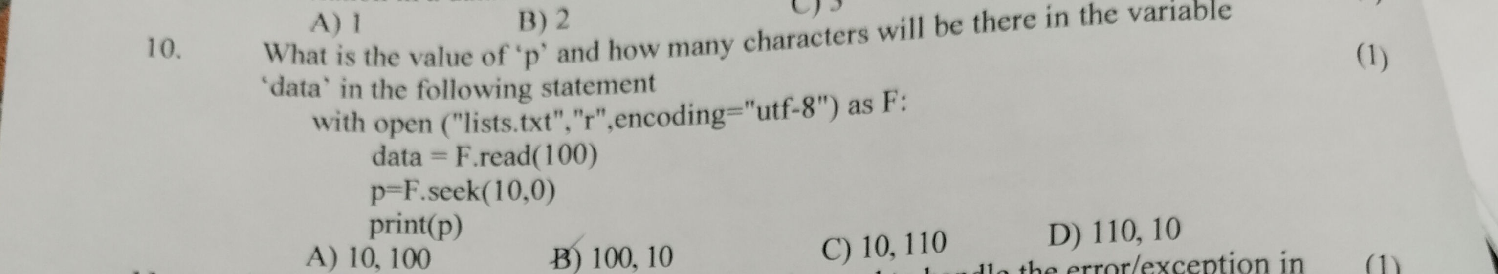 10 What is the value of p and how many