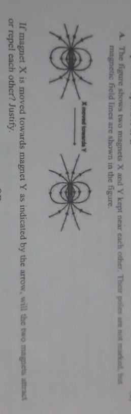A The figure shows two magnets X and Y kept