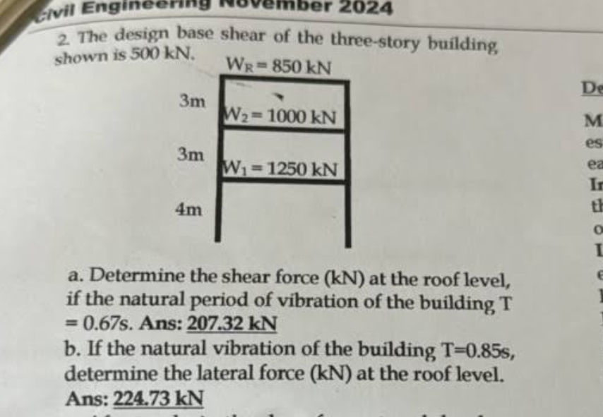 2 The design base shear of the three-story