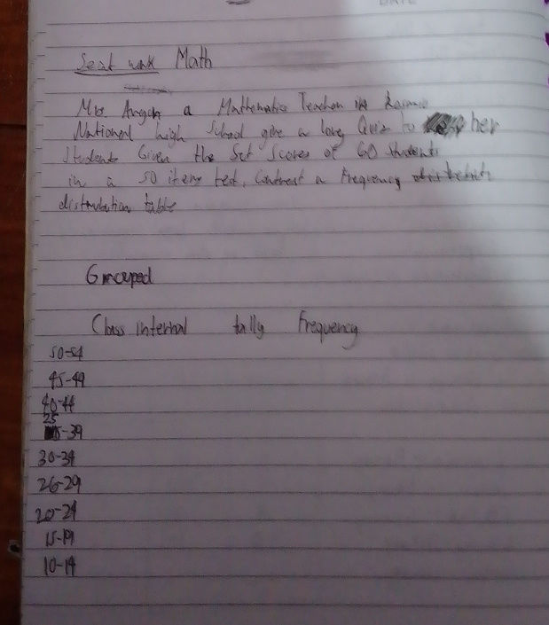 Seat work Math Mr Angak a Mathematic Teacher | StudyX