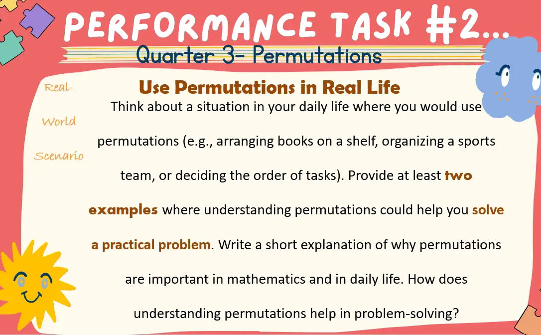 PERFORMANCE TASK 2Quarter 3- PermutationsUse | StudyX