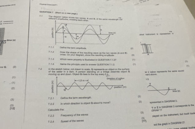 71 The diagram below shows two waves A and B
