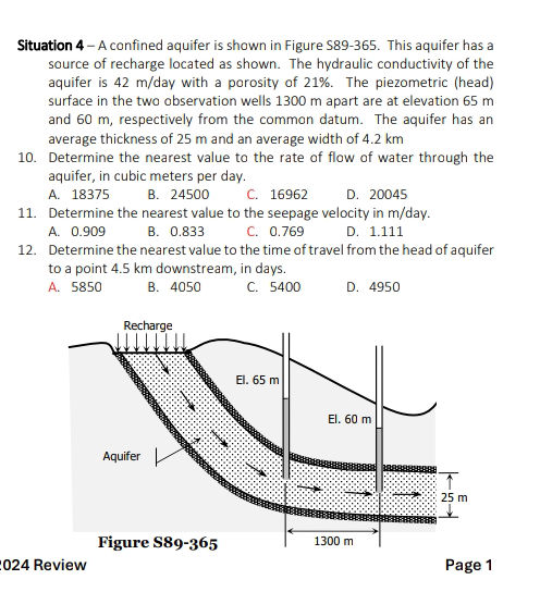 Situation 4 - A confined aquifer is shown in | StudyX