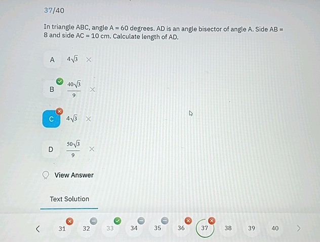 In triangle ABC angle A = 60 degrees AD is | StudyX