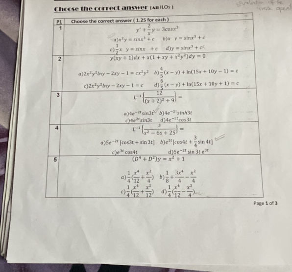 Choose the correct answer (125 for each) 1 y | StudyX