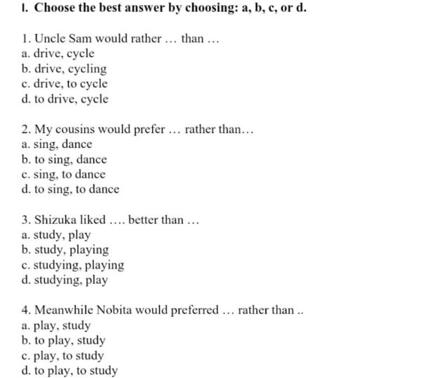 1 Choose the best answer by choosing a b c | StudyX