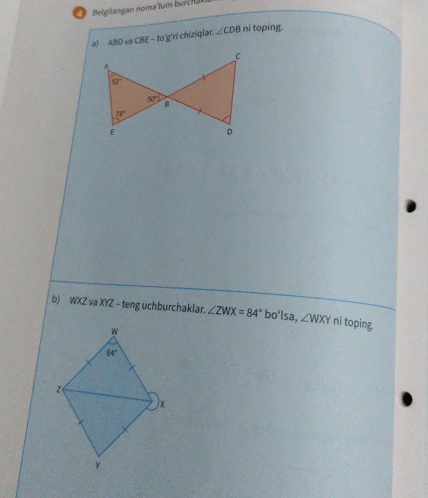 a) ABD va CBE - togri chiziqlar CDB ni | StudyX