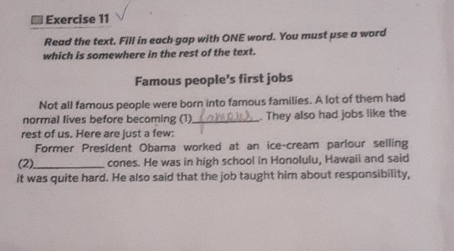 Exercise 11 Read the text Fill in each gap | StudyX