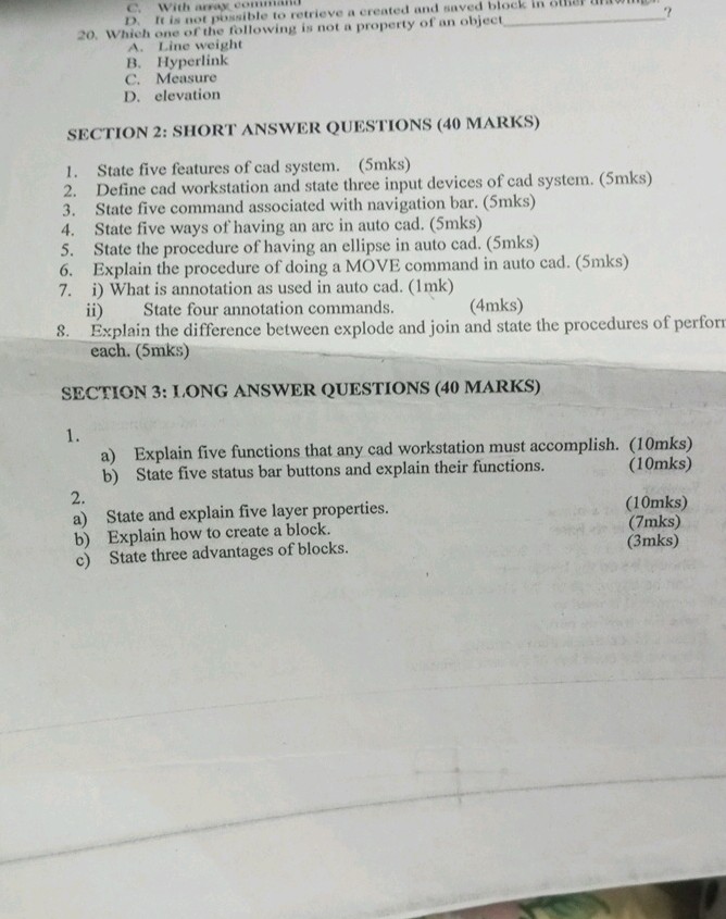 SECTION 2 SHORT ANSWER QUESTIONS (40 MARKS) | StudyX