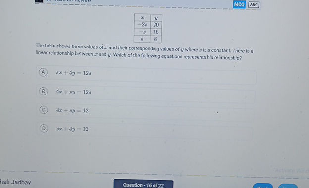 The table shows three values of x and their | StudyX