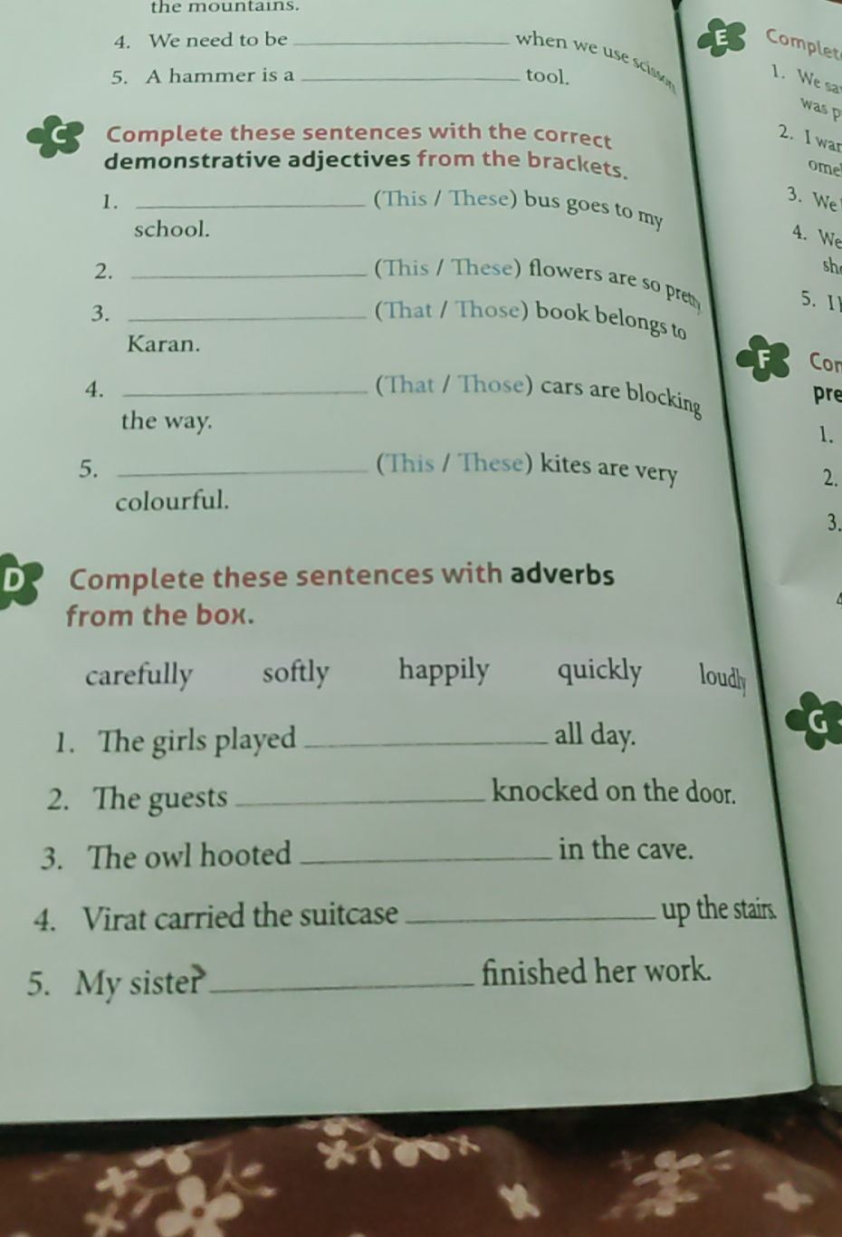 C Complete these sentences with the correct | StudyX