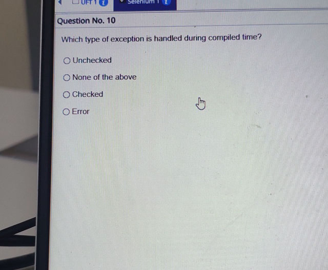 Question No 10 Which type of exception is