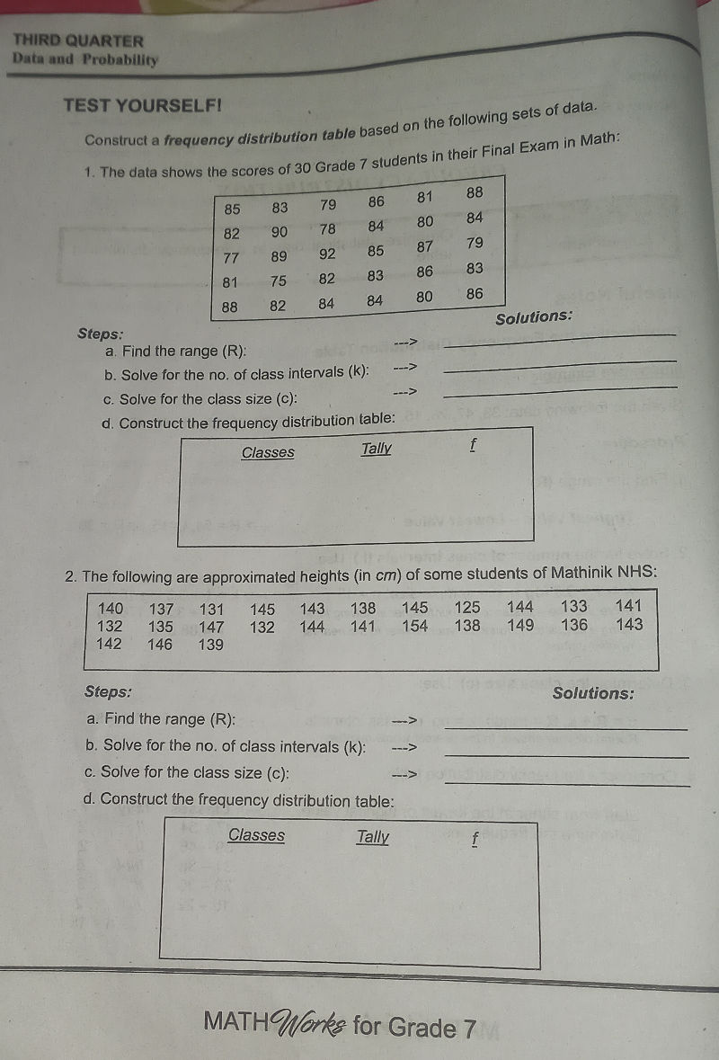 Construct a frequency distribution table | StudyX