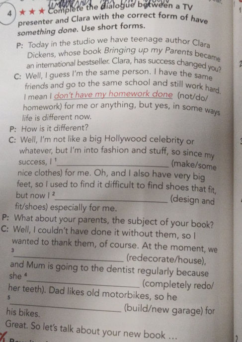 Complete the dialogue between a TV presenter | StudyX