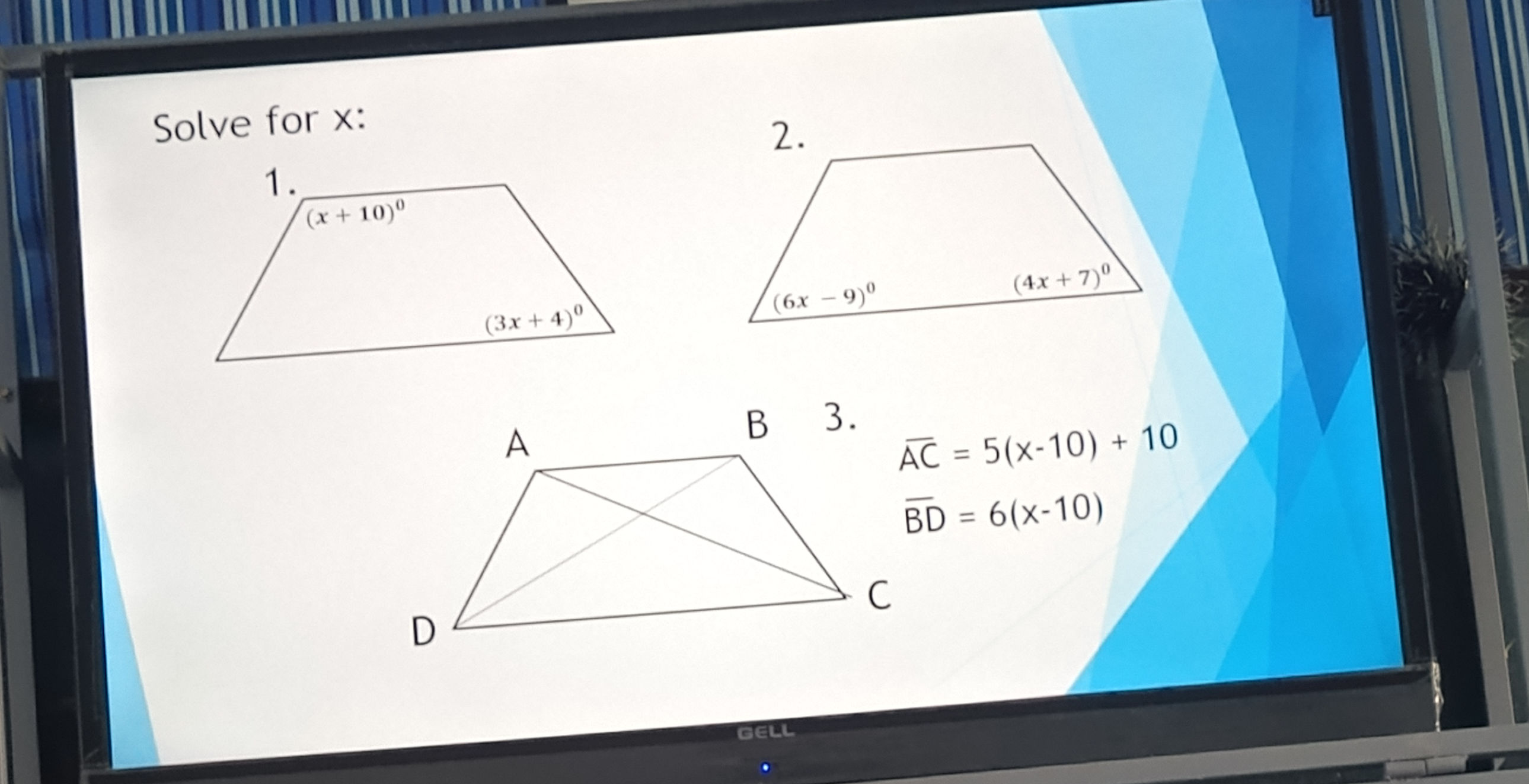 Solve for x 1 (x+10) (3x+4) 2 (6x-9) (4x