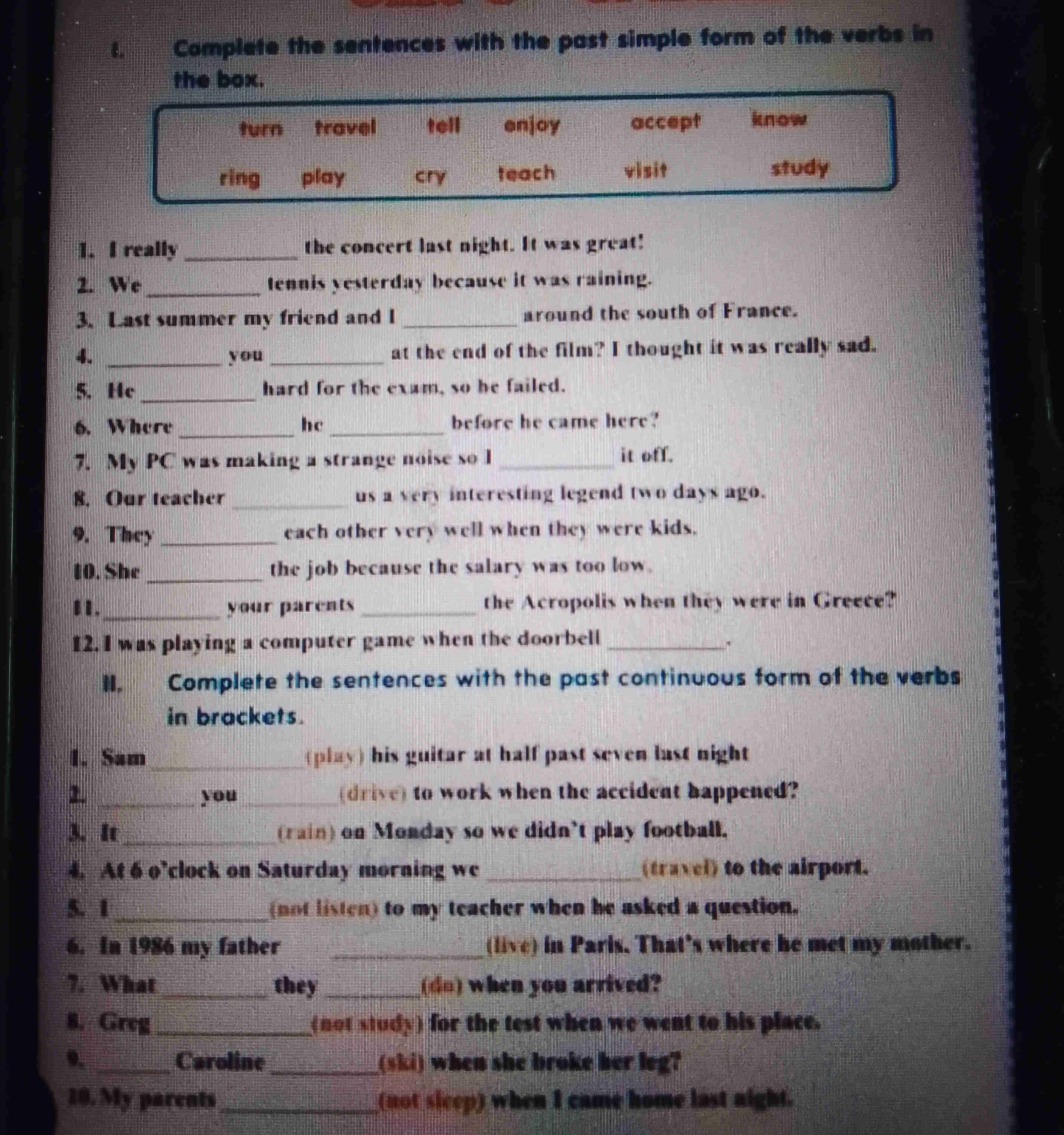 4 Complete the sentences with the past | StudyX
