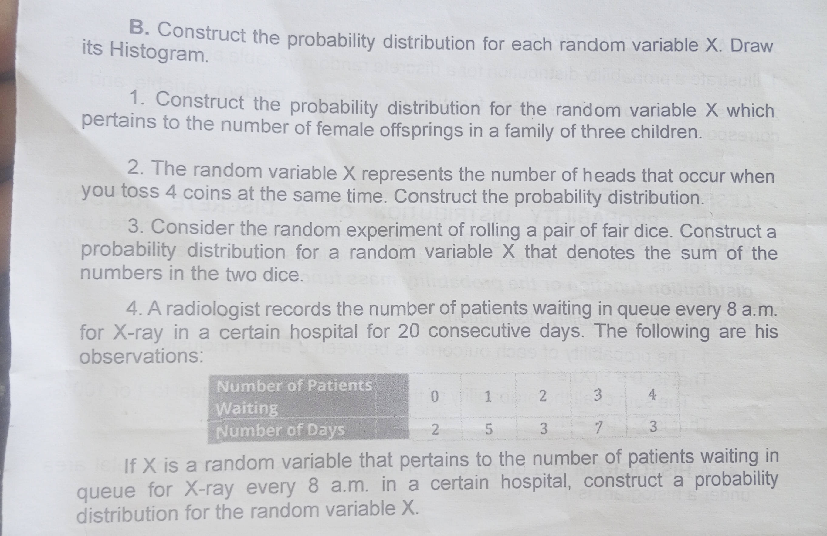 B Construct the probability distribution for | StudyX