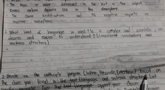The Text -The topic or issue discussed in the text is