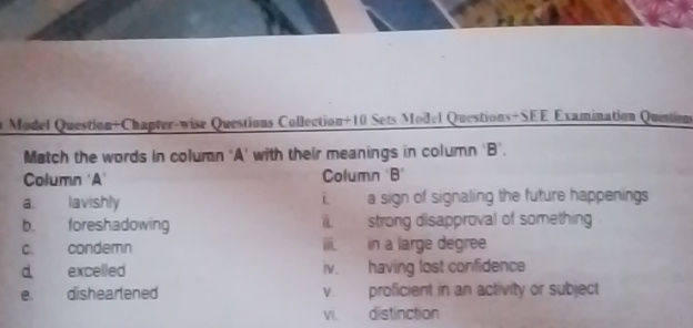 Match the words in column A with their | StudyX