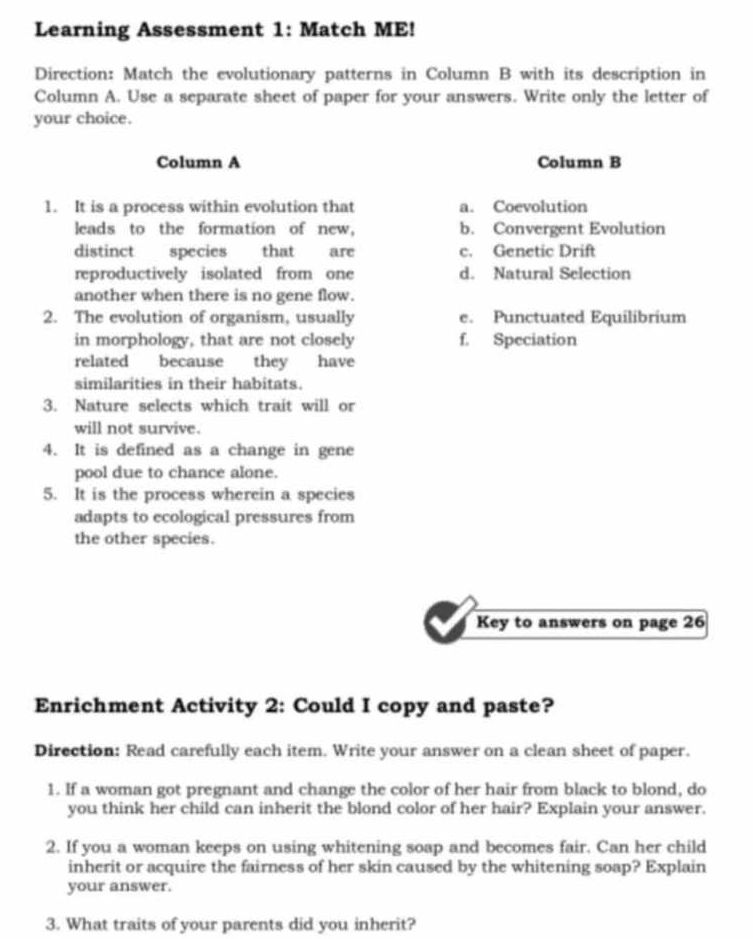 Matching Pattern Assessment Test Learning Assessment 1 Match MEDirection | StudyX