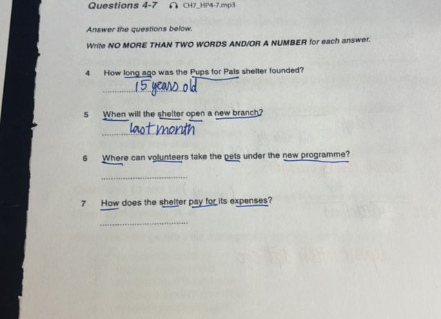 Question. Answer Below Questions 4-7 Answer the questions below