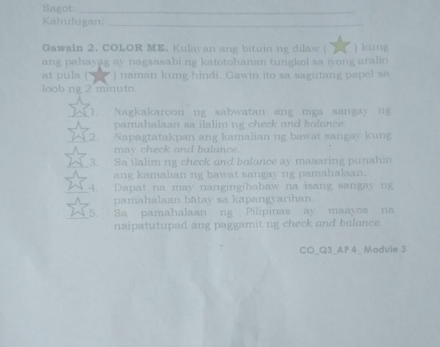 Gawain 2 COLOR ME Kulayan ang bituin ng | StudyX