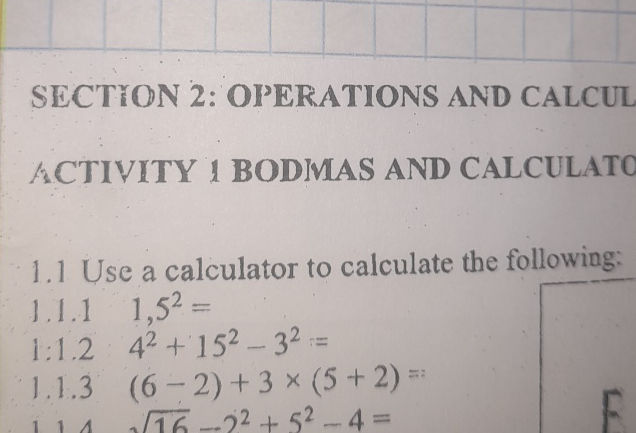 SECTION 2 OPERATIONS AND CALCUL ACTIVITY 1 | StudyX