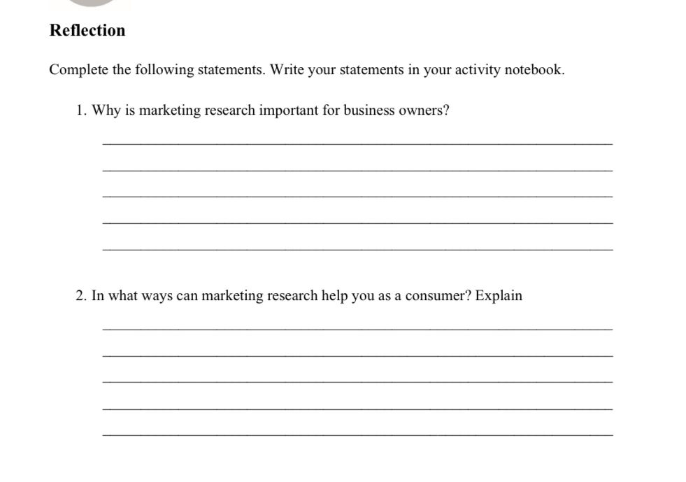 Reflection Complete the following statements | StudyX