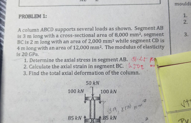 PROBLEM 1 A column ABCD supports several