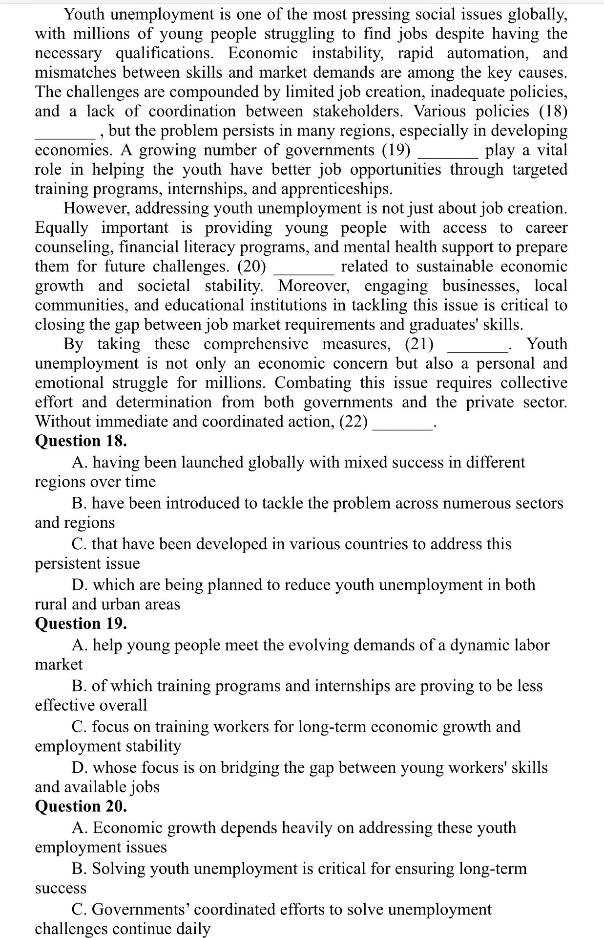 Youth unemployment is one of the most | StudyX