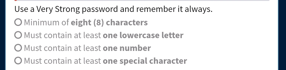 Your Password Should Include Use a Very Strong password and remember it | StudyX
