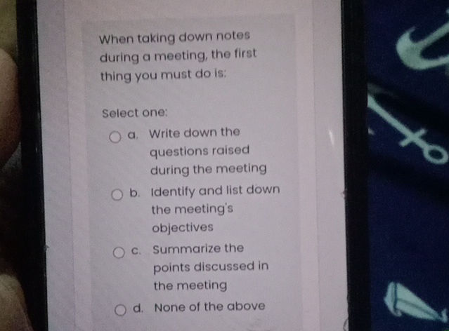 When taking down notes during a meeting the